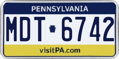 PA license plate MDT6742