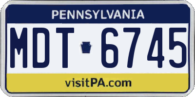 PA license plate MDT6745