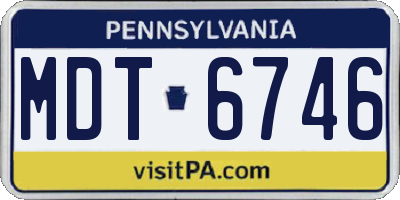 PA license plate MDT6746