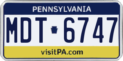 PA license plate MDT6747