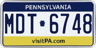 PA license plate MDT6748