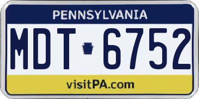 PA license plate MDT6752