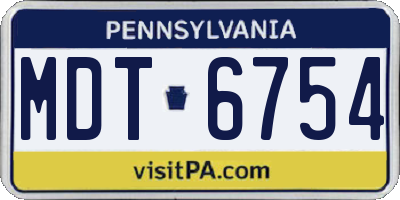 PA license plate MDT6754