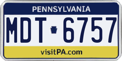 PA license plate MDT6757