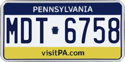 PA license plate MDT6758
