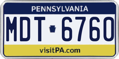 PA license plate MDT6760