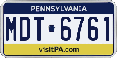 PA license plate MDT6761
