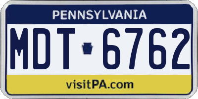 PA license plate MDT6762