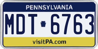 PA license plate MDT6763