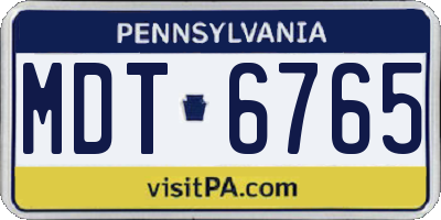 PA license plate MDT6765