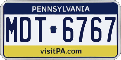 PA license plate MDT6767