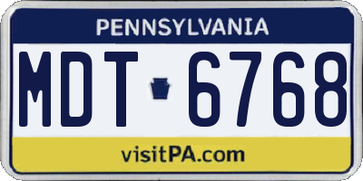PA license plate MDT6768