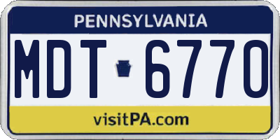PA license plate MDT6770