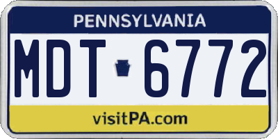 PA license plate MDT6772