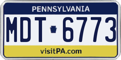PA license plate MDT6773