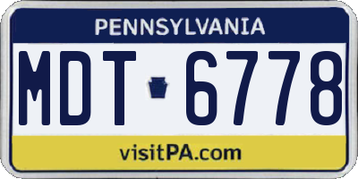 PA license plate MDT6778