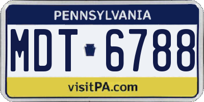 PA license plate MDT6788