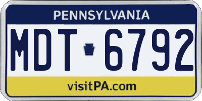 PA license plate MDT6792