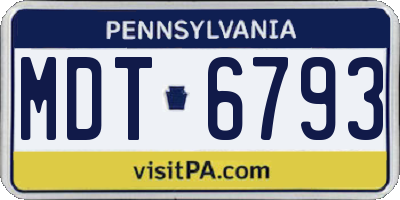 PA license plate MDT6793