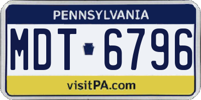 PA license plate MDT6796