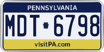 PA license plate MDT6798