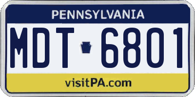 PA license plate MDT6801