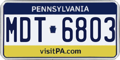 PA license plate MDT6803
