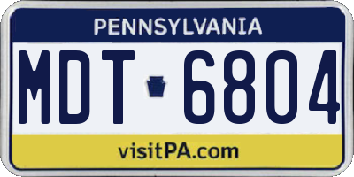 PA license plate MDT6804