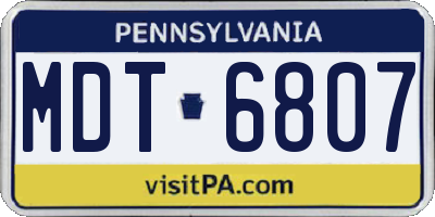 PA license plate MDT6807