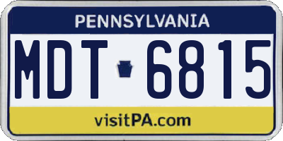 PA license plate MDT6815