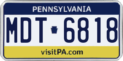 PA license plate MDT6818