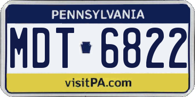 PA license plate MDT6822