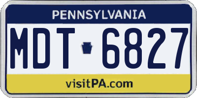 PA license plate MDT6827