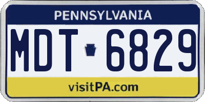 PA license plate MDT6829