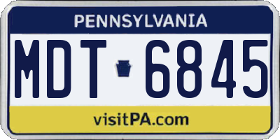 PA license plate MDT6845