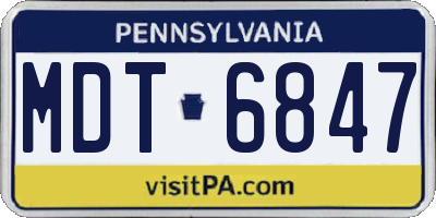 PA license plate MDT6847