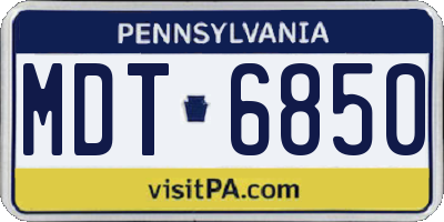 PA license plate MDT6850