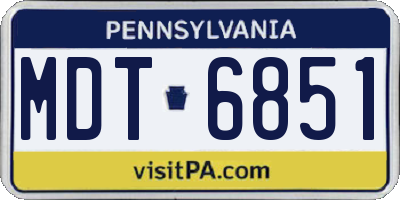 PA license plate MDT6851