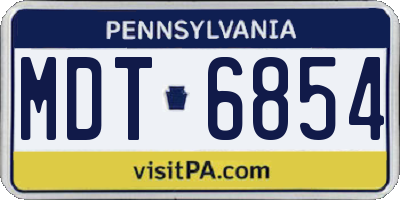 PA license plate MDT6854