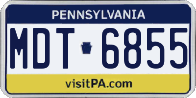 PA license plate MDT6855