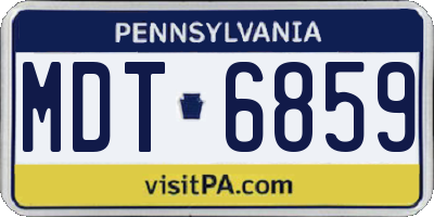 PA license plate MDT6859