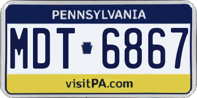 PA license plate MDT6867