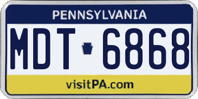 PA license plate MDT6868