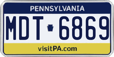 PA license plate MDT6869