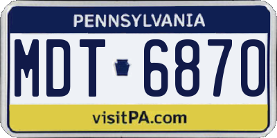 PA license plate MDT6870
