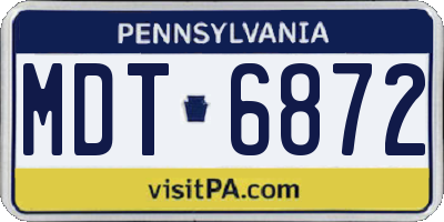PA license plate MDT6872