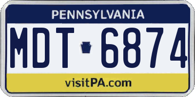 PA license plate MDT6874