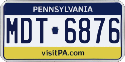 PA license plate MDT6876