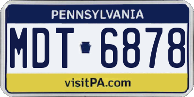 PA license plate MDT6878