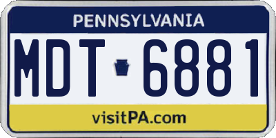 PA license plate MDT6881